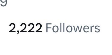 A screenshot showing "2,222 Followers" in dark text on a white background.