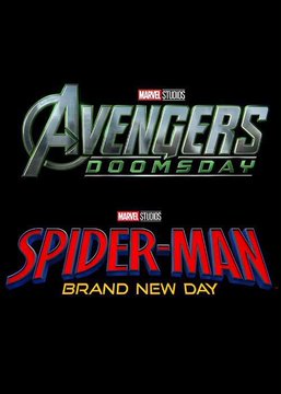 The image displays the official Marvel Studios logos for two upcoming films: "Avengers: Doomsday" and "Spider-Man: Brand New Day," set against a black background. The dual logos visually support the post's comparison of these two films as projected competitors for the biggest opening weekend of 2026.