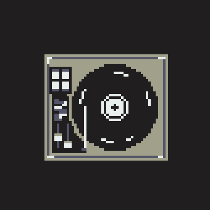 A pixel art illustration of a turntable/DJ deck, likely referencing the Bitcoin Ordinals/Runes NFT communities and DJ culture. The image serves as a visual for the "Afterbytes" event at 3:30 PM UTC, featuring a top-down view of a vinyl record on a mixer.