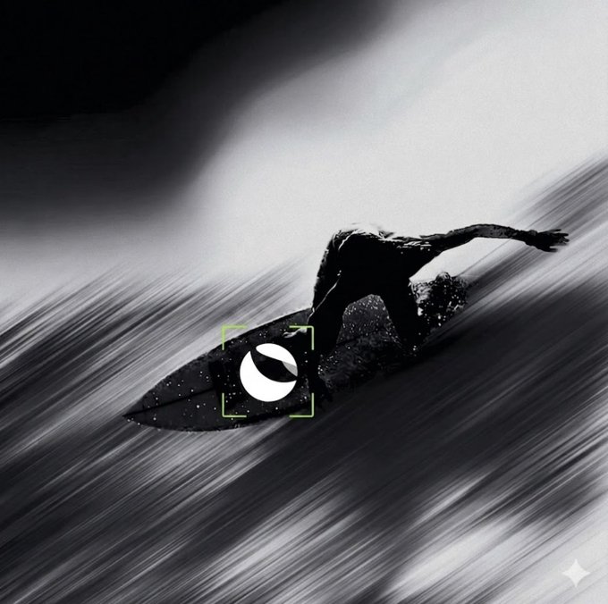 A black-and-white action shot shows a surfer crouched low on a board, riding a powerful wave with motion blur streaking across the frame, alongside the $LUNC/USTC logo and the caption "Sharp rises in LUNC on weekends? Here we go," visualizing the poster's hope that the crypto will "pump" heading into the weekend.
