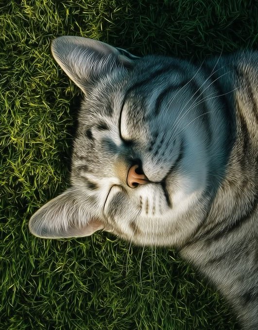 The image features a cat lying down on green grass, with its eyes closed as if sleeping or resting. The cat's position and relaxed demeanor suggest that it feels safe and comfortable in its environment. This scene can be related to the post by @NomismaNetwork, which emphasizes the importance of creating an accessible and practical digital ecosystem for users. By simplifying participation and prioritizing long-term development, the network is fostering a foundation for sustainable growth and real user experience. The cat's peaceful state in the image mirrors the idea of providing a secure and enjoyable online environment that encourages users to engage with technology without unnecessary complexities or barriers.