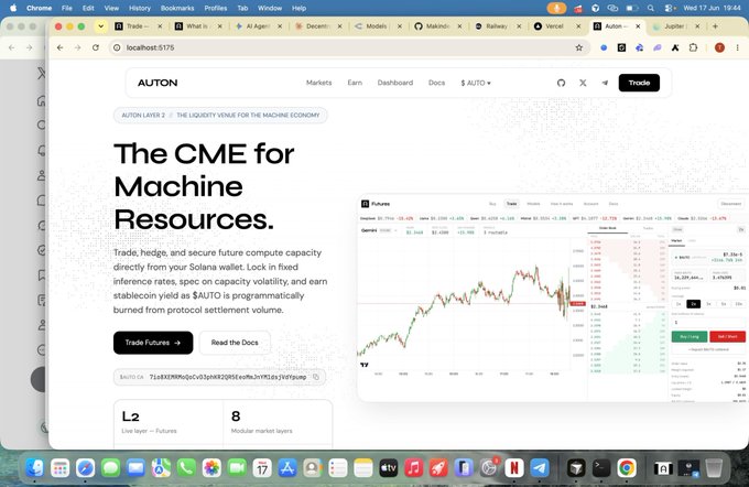 The image shows a desktop computer screen with a website open, displaying the page for Autonomix @autonai's platform, which seems to be related to machine resources or auto trading solutions. The screenshot of the website showcases its interface, offering various features and functionalities for users to interact with. In the background, there is another computer screen featuring an excel file, providing more context about the website content.