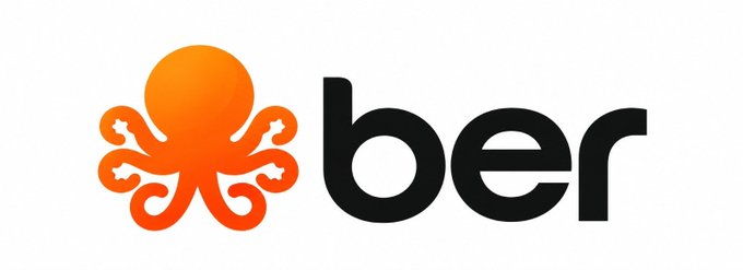 The image displays an orange octopus illustration next to the lowercase letters "ber" in black, visually representing the second half of "OCTOber." The playful pun combines the octopus's tentacles with the month of October to create a clever visual wordplay for the seasonal greeting.