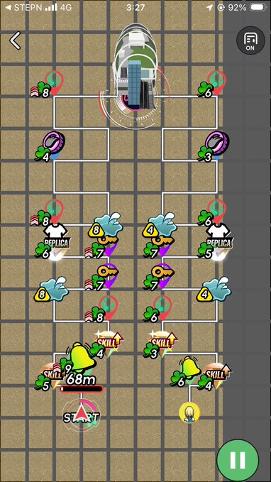 This image features a video game displaying an abstract grid with several small icons of various colors spread throughout, including blue, red, yellow, green, and purple. The game appears to be about healing or restoring something in a virtual world, as indicated by the text "Start healing 3.87%". It is important to consider that this description might not be directly related to the image itself but could potentially provide context for how the game's mechanics work or what aspects of gameplay are relevant to this particular visual element within the screen.