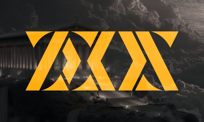 A stylized yellow Roman numeral 'XXXV' (35) overlaid on a dark, cloudy scene with a classical Greek temple structure.