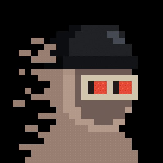 A pixel art illustration depicts a hooded figure with glowing red eyes wearing a domino mask, with one side of the cloak dissolving into floating pixelated fragments. The image serves as a new profile picture (PFP) being introduced in the post, matching the mysterious, crypto/anonymous aesthetic associated with the zk-SNARKs community and Snarklist.