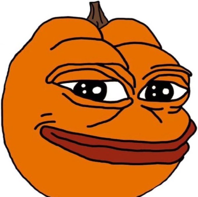 A cartoon "smug" Pepe-style pumpkin with half-lidded eyes and a sly grin, symbolizing smug satisfaction. The image pairs with the caption as a cheeky way of saying "I'm not buying this nonsense — send your memes to zero," conveying smug disbelief.