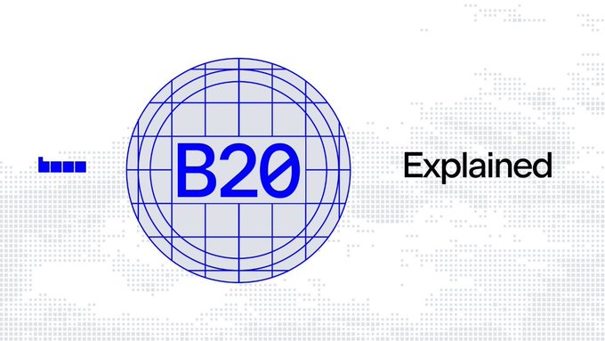Title card reading 'B20 Explained' featuring a blue wireframe globe with a world map background.