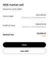 The image shows an NDK market sell order notification on December 24, 2023, displaying cash at stake of $923,490.22 and credit at stake of $830,930.23, with realized loss of -$2,386.63. This appears to mock subscribers who were financially harmed by Kevin Xu's market calls, as the post suggests his "guru" advice bankrupted them with another failed trade.