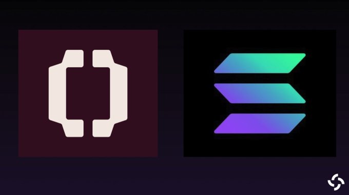 The image displays the logo of Open Standard on the left in a cream-colored emblem against a dark maroon background, alongside the Solana logo on the right, featuring its signature three-stripe gradient design in purple, blue, and green on a black background—visually representing the launch of Open USD, a new stablecoin natively on the Solana blockchain backed by major partners like Visa, Stripe, Mastercard, Coinbase, and BlackRock.