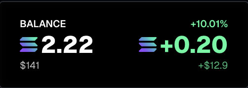 The image shows a black background with two columns of text, one containing the word "Balance" and the other displaying the number 2.22. The first column has a green color at the top left corner and a purple color at the bottom right corner. The second column also has a green color at the top left corner and a purple color at the bottom right corner.