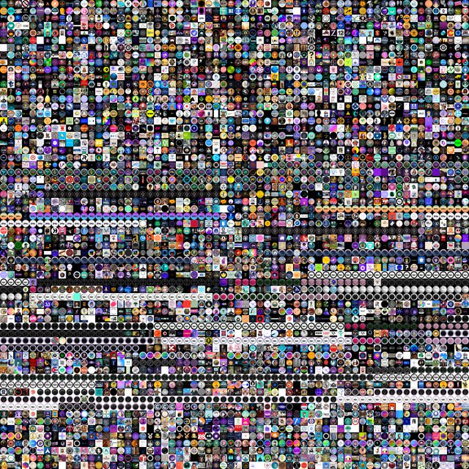 A massive mosaic collage of thousands of small circular POAP (Proof of Attendance Protocol) badges and NFT icons in varied colors, collectively forming the silhouette of a figure. The image visually represents the archived collection of 190,153 POAP event tokens mentioned in the post, illustrating the scale of digital memorabilia preserved before the platform's shutdown.