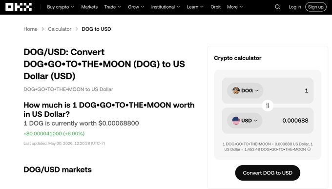 !!!okx!!! conversion calculator has now included $DOG (Bitcoin) as a currency option. The website is updated with new information about Bitcoin, but there are no other Bitcoins or other cryptocurrencies available for conversion at this time.
