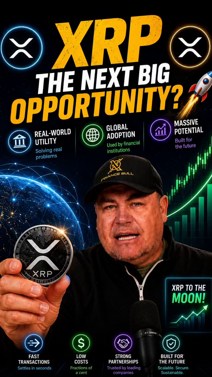The image features a man holding up a coin, possibly Bitcoin or Ethereum. The caption of the photo reads "Bitcoin had its store of value moment. Ethereum had its smart contract moment. Now $XRP is lining up for its BRIDGE CURRENCY MOMENT. Capital doesn't disappearing. It rotates. $3.68B left BTC. $712M left ETH. $97M entered XRP." This could be a post related to cryptocurrency or an advertisement for a new coin. The caption provides information about the coins and their values, which is relevant to the image's context.