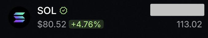 A cryptocurrency price ticker showing SOL (Solana) trading at $80.52, up +4.76%, against a dark background.