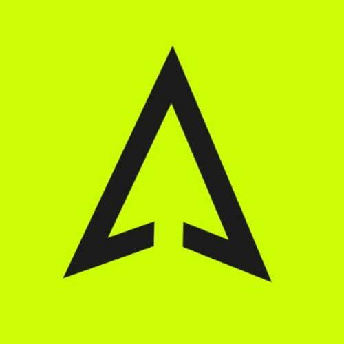 A black stylized letter 'A' logo centered on a bright yellow-green background.