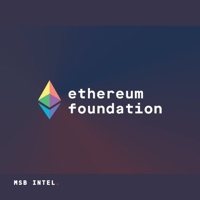 A dark purple graphic featuring the Ethereum Foundation logo, a multicolored octahedron next to the text 'ethereum foundation', with 'MSB INTEL.' in the bottom left corner.