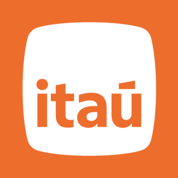 The image shows the Itaú logo, featuring the lowercase wordmark "itaú" in orange inside a white rounded square on an orange background. The logo directly represents Itaú Unibanco, the Latin American bank mentioned in the post that is partnering with OpenAssets to test tokenized bonds and investment funds in Brazil.
