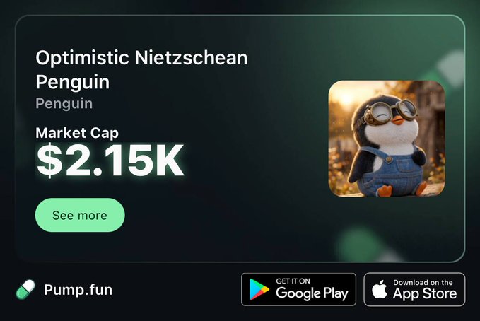 The image shows a screenshot of an app store page displaying a market cap sign, with a small image of a penguin icon next to it. The poster also includes links for both the Google Play Store and another app store, as well as icons representing various apps such as a coffee mug and a game controller. The overall layout suggests that the post might be related to marketing or discussing new market cap apps available on these stores.