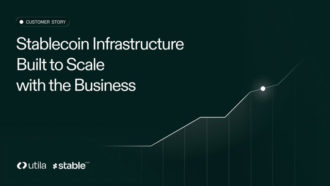 A dark cover page titled 'Stablecoin Infrastructure Built to Scale with the Business' features logos for utila and stable.