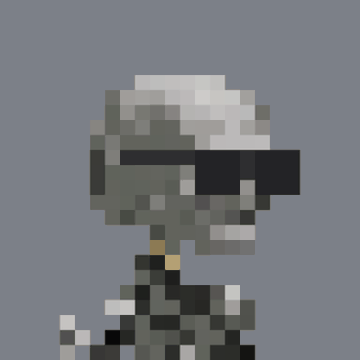 A pixel art character wearing sunglasses and a green outfit stands against a gray background.