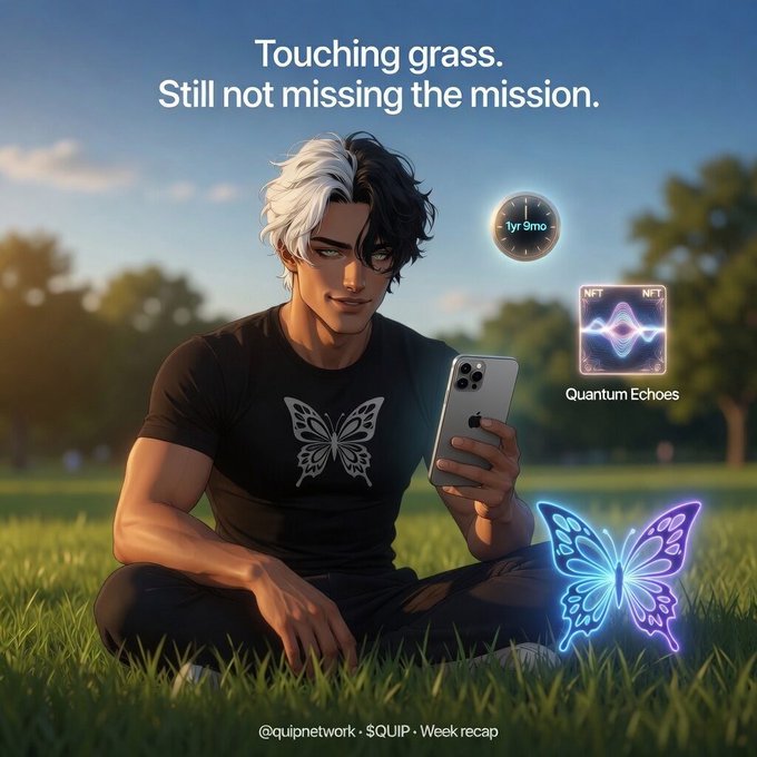 urn of a butterfly, a clock, and a phone are featured on the cover art for "Quantum Echoes".
