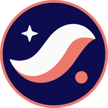 A circular logo featuring a stylized wave or swoosh design in white and coral against a dark navy background, accented by a small four-pointed star and dot, likely representing Credi Labs or a related brand associated with the Starknet private credit initiative mentioned in the post.