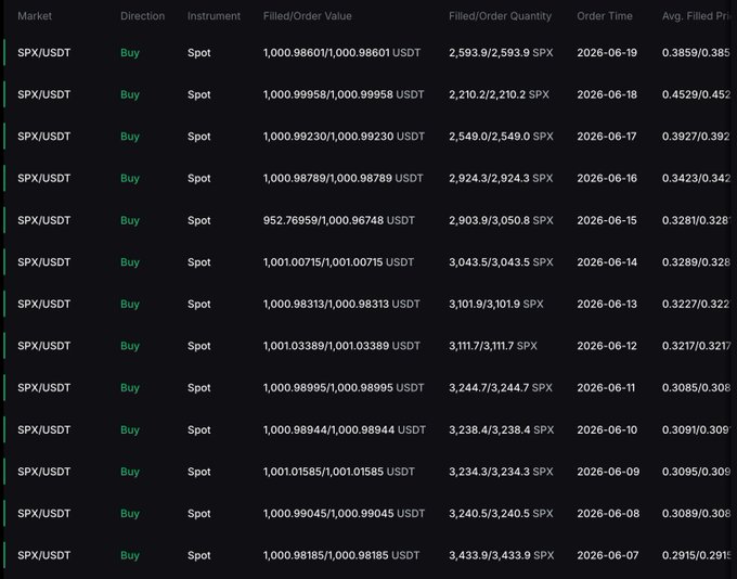 A screen shot of a spreadsheet detailing stock trades on SPX690, indicating that $1,000 has been invested into this market every single day for 365 days.