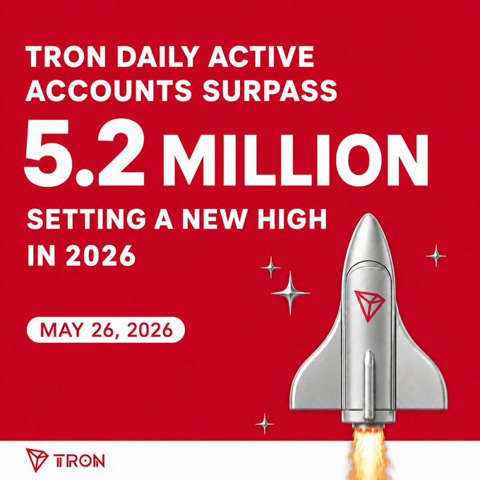 The image features a rocket ship with stars on its side, set against a red background. The text "TRON đang quietly build quá mạnh Theo cập nhật mới từ @trondao" is written above the rocket ship, and the date "May 26, 2026" is below it. The text also mentions that the rocket ship was built in 2016, which is related to the content of the image.