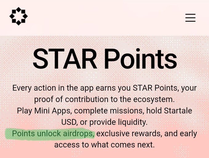 The image shows a website called "Star Points" that offers rewards for completing various missions, including playing mini-games and joining Discord roles. The website also provides access to an app where users can earn Star Points by participating in these missions or by using specific codes provided on the website. The post suggests that there is a new feature available: the ability to unlink airdrops from the app. This means that users who have completed certain missions will be able to receive their rewards without needing to pay for airdrops, which can save them money and make the app more accessible to everyone.