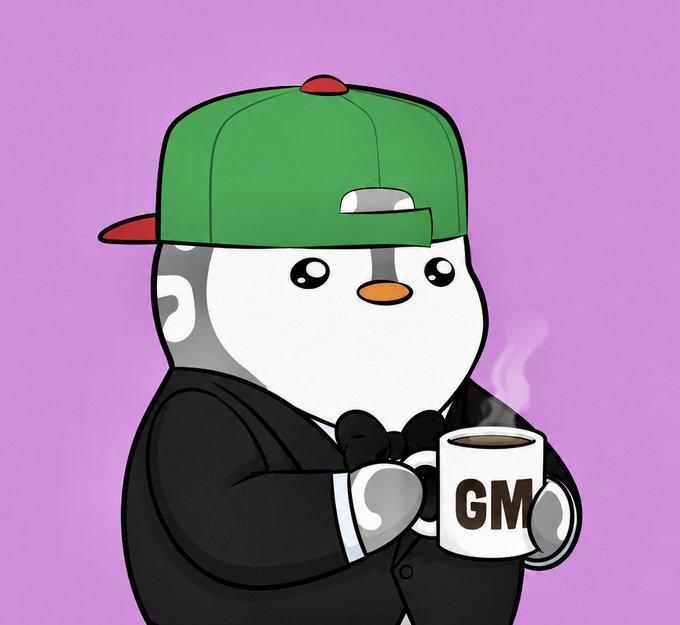 The image depicts a cartoon penguin, possibly representing a character from the GM (General Motors) brand, given the logo on the mug, enjoying a warm beverage, which might symbolize leisure or relaxation. This image could be metaphorically related to the introduction mentioned, suggesting that just as the penguin is comfortably sipping its coffee, corporations like GM and entities such as EthraShip, powered by their operational expertise, are seeking to bring entire industries onchain, potentially relying on blockchain technology to transform traditional sectors including maritime infrastructure.