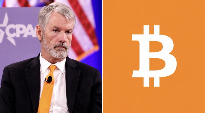 Michael Saylor, the prominent Bitcoin advocate and founder of Strategy ($MSTR), is pictured alongside the Bitcoin logo. The image accompanies news that, contrary to his usual accumulation strategy, Strategy actually sold 1,690 $BTC worth $109 million.