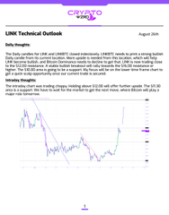 A stock chart titled 'LINK Technical Outlook August 2025' from Daily Insights, analyzing Chainlink's price action and suggesting a bullish trend with a long-term bullish signal.