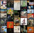 A grid collage of various small video game cover art images, appearing to be a collection of horror or indie game thumbnails.