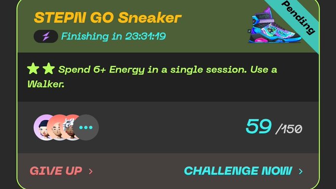 The image shows a post about a step challenge called "Stepn Go Sneaker" where participants are encouraged to walk at least 10,000 steps per day. The post also mentions that the first capsule challenge was restricted to Common Walkers due to Walker's rule. This restriction might have been in place because of the popularity of the challenge and the desire for a more balanced distribution of participants across different skill levels.