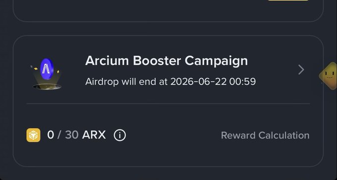 The image shows an advertisement for an Arcium booster campaign, which is currently active on Binance Alpha. The campaign offers rewards for users who engage in certain activities or participate in specific challenges within a limited time frame of 2 hours. Users are required to spend at least 2 points to participate and can expect to receive a reward of 50 ARX tokens once they complete the challenge. The post also mentions that there is a limit on how much time one can spend participating, with a maximum of 5 minutes per session.