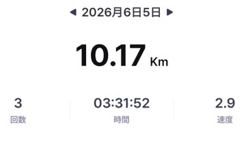A screenshot of a phone or tablet displaying a fitness app showing a distance measurer, which appears to be in Japanese with time information written as well. The current distance covered by the user during their walk can also be seen. There's no text on this image; only the visual content displays it accurately.