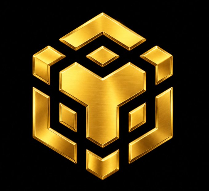 A golden BNB Chain logo, rendered with a metallic shine, is displayed against a black background. The luxurious gold styling visually reinforces the post's message that "Gold looks good on BNB Chain."