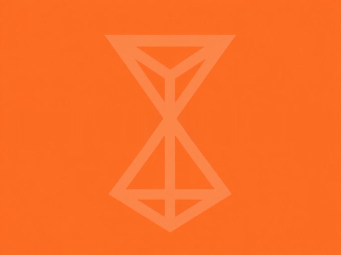 An orange geometric logo featuring a symmetrical hourglass-like shape made of two stacked triangles with internal line details, centered on a solid orange background. The minimalist, ascending arrow-like design visually echoes the post's message about a creator program's tiered progression structure (2K → 5K → 10K → 20K+) and upward growth potential for participants.