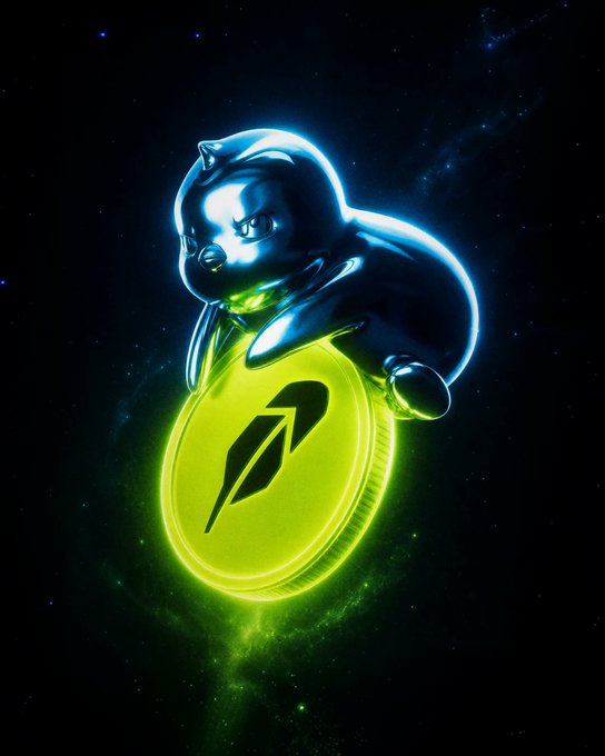 A glowing metallic seal featuring a stylized penguin holding a yellow coin with a lightning bolt symbol floats against a starry space backdrop, visually representing the "Pengubot" character from the post's claim that it is everywhere.
