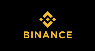 The Binance logo displayed in gold/yellow on a black background, featuring the distinctive diamond-shaped geometric symbol above the 'BINANCE' text.