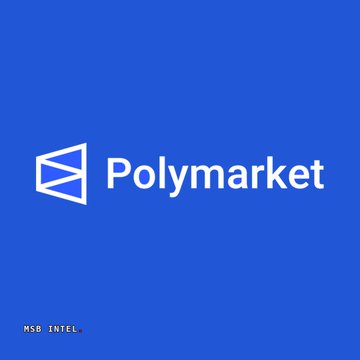 The Polymarket logo displayed in white on a solid blue background with a 'MSG INTEL' label in the bottom left.