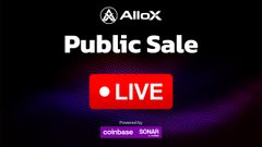The image is a promotional graphic for the AlloX "Public Sale" featuring a red "LIVE" badge and mentions of "coinex" and "MEXC," indicating the ongoing token sale referenced in the post, which lists recommended privacy tokens alongside the pitch for AlloX's own sale.