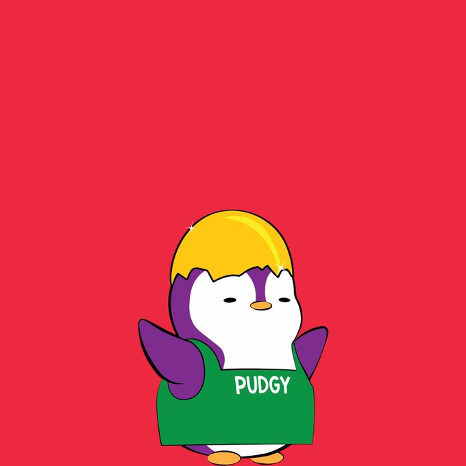 A cute cartoon character wearing a yellow helmet, green shirt reading 'PUDGY', with purple accents, set against a solid red background.
