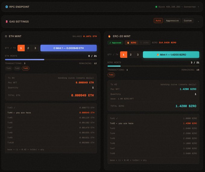!" CryptKOLs Mint Live !". The image shows a screen filled with details about two cryptocurrency minting options, one for public minting with "Simple minting" and another for private minting using "CryptKOLs mint bot". This screen is displayed on an image with the accompanying post stating that users can only use either "Public Mint live or CryptKOLs mint bot", suggesting a specific choice between two distinct approaches to cryptocurrency minting.