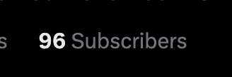 The image displays a subscriber count of "96 Subscribers" in white text on a dark background, illustrating the creator's progress as they are just 4 subscribers away from reaching their goal of 100.