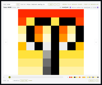Screenshot of a r/place style collaborative pixel art canvas showing a pixelated character face with red, orange, yellow, and black colors on a website interface.