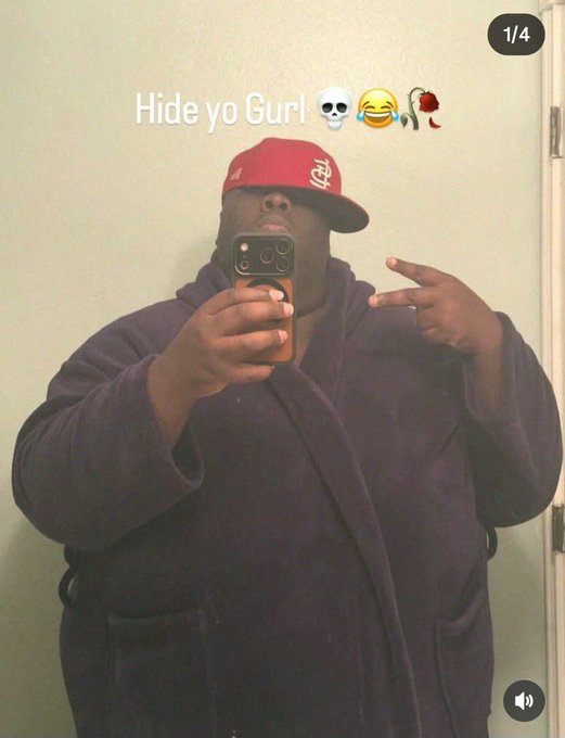 A mirror selfie of a person wearing a dark purple robe and a red baseball cap, with the Snapchat text 'Hide yo Gurl 💀😂🥀' overlaid on the image.