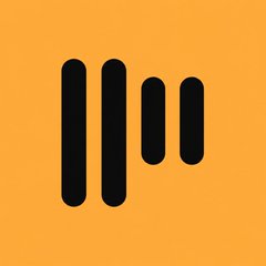 An orange icon with black sound bars, resembling the Mixcloud logo.