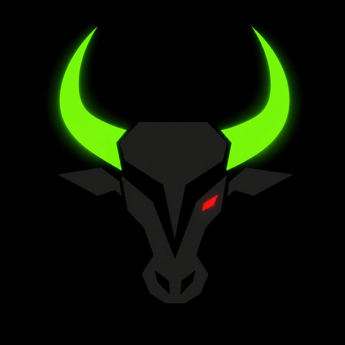A glowing green-horned bull logo with a red eye is featured on a black background, serving as the emblem for $ANSEMPAD—a launchpad where all fees fund creators, the Bull's wallet, and $ANSEM buybacks (CA: Atf32eKbsbUZtj4kb5U3QJEtHrmc7L9Gjqv3qjNKbuLL).